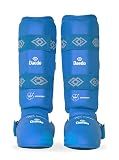 Daedo Shin and Instep Guards WKF Approved – Martial Arts Leg Pads for Karate Taekwondo – Foam Padded Shin Protectors - Blue - L