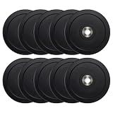 CAP 260 lb Pro Olympic Bumper Plate Set 2-Inch Olympic Plates, Low Bounce Virgin Rubber Weight Plates with Chromed Steel Hub for Weightlifting, Strength Training & Home Gym Workouts