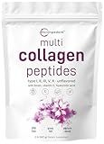 Multi Collagen Protein Powder, 2lbs – Hydrolyzed Collagen Peptides | Type I,II,III,V,X with Biotin 10000mcg, Hyaluronic Acid, Vitamin C – Unflavored – Keto & Paleo Friendly, Easy Dissolve, Non-GMO