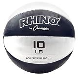Champion Sports Exercise Medicine Ball, 9-10 lbs, Leather with No-Slip Grip, Weighted Med Ball for Weight Training, Stability, Plyometrics, Cross Training, Core Strength, Heavy Workout Ball