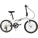 ZiZZO Campo 20 inch Folding Bike with 7-Speed, Adjustable Stem, Light Weight Frame (White)