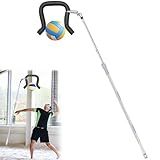 Volleyball Spike Trainer, Telescopic 63"-77" Height w/ Question Mark Hook - Durable Light Hitting Trainer for Serving, Spiking & Jump Training - Real Ball Feel, Ideal for Beginners to Pros (No Ball)