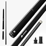 RHINO Carbon Fiber Jump Cue, 3-Piece Billiard Jump Stick, 13.9mm Bakelite Tip, 3/8-8 Stainless Steel, Professional Jumping Performance