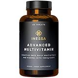 Inessa Methylated Multivitamin for Men and Women - Advanced Natural Daily Mens Multivitamins with CoQ10 100mg, Vitamins D3, K2, A, B Complex Vitamins, Folic Acid & Zinc - 60 Vegan Tablets