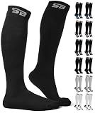 SB SOX 2-Pair Merino Wool Ski Socks for Men & Women (Solid Black, Medium)
