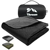 Tikroom Large Waterproof Outdoor Camping Blanket, 80 x 58 inch Fleece Picnic Blankets Windproof Travel Stadium Blanket for Beaches Pets Car Camp Picnic Mat for Both Cold & Warm Weather