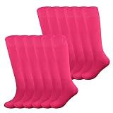 Fitliva Bulk Cheerleader Socks Team Socks Knee Length High,12Pack-Neon Pink