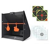 Atflbox Pellet Trap Target with 12''x12'' Splatter Bullseye Paper Targets and Spinning Shooting Target for .177 Caliber, Shooting Targets for Air Gun Airsoft BB Gun Rifle (Airgun)