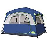 Happy Travel Tent 6 Person Tents for Camping, Waterproof Easy Setup Camping Tent with Rainfly, Portable Large Family Cabin Tent with 5 Large Mesh Windows and Carry Bag for Outdoor Camping & Hiking