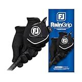 FootJoy Men's RainGrip Golf Glove, Black, Medium, Pair