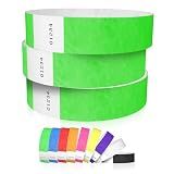 600 WristCo Neon Green Tyvek Wristbands for Events - Tamper-Proof Design