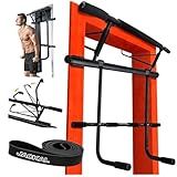 JACKAL Door Pullup Bar and Dip Bar Station - Removable Dip Bars, Rigid NO WOBBLE, Easy Folding Storage, No Screws, Dip Station and Pull-up Bar for Doorway, Collapsible Dip Station, No Door Damage, High Weight Capacity, Foldable Bodyweight Workout Station