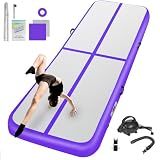 Inflatable Gymnastics Mat 10ft/13ft/16ft/20ft/ Air Tumbling Track Mats 4/8 inches Thick for Home Use/Training/Cheerleading/Yoga/Water with Pump 10ft x 5ft x 6inch Purple