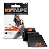 KT Tape, Original Cotton, Elastic Kinesiology Tape, Everyday Muscle and Joint Support, Daily Pain Relief, 20 Count, 10” Precut Strips, Black