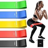 Resistance Bands for Working Out, 5-Pack Elastic Exercise Bands for Strength Training, Stretching, Workout; Home Gym Equipment for Women Men, Pilates Yoga Physical Therapy, Leg Glute Arm Exercise Kit