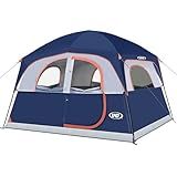 UNP Tents 6 Person Waterproof Windproof Easy Setup,Double Layer Family Camping Tent with 1 Mesh Door & 5 Large Mesh Windows -10'X9'X78in(H) (Navy Blue)