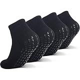 Raigoo Grip Socks For Kids(4-16 Years Old), Cushioned Sport Athletic Slipper Hospital Socks For Youth Boys & Girls (as1, age, 4_years, 7_years, 4 Pairs Black)