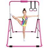 Tepemccu Expandable Gymnastics Bars,Adjustable Height Gymnastic Horizontal Bars,Junior Training Bar Children Folding Training Monkey Bars for Kids