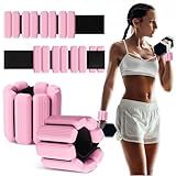 MESUADESI Wrist Weights Set of 2, Wearable Wrist Ankle Weights for Women & Men, Silicone Weighted Bangles Adjustable Arm and Leg Weights for Walking Yoga Pilates Running Dance Gym 2lb（Pink）