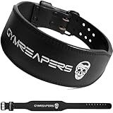Gymreapers Leather Weightlifting Belt for Bodybuilding, Squatting, Lower Back Support & Back Pain - Real Leather, Adjustable Buckle Sizing - Men Women