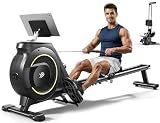 YPOO Rowing Machine for Home, 350 LB Capacity, 16-Level Silent Resistance, Magnetic Rowing Machines for Home Foldable, Full-Body Workout Compact Rowing Machine for Cardio & Strength with APP Support