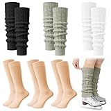 KUTTOR 6 Pairs Winter Leg Warmer for Women Skating Leg Warmer Sets Girls Knitted Long Boot Socks Ankle Warmers for Sports