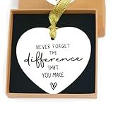 PEALICIOUS Appreciation Gifts Coworker Gifts, Teacher Ornament Never Forget The Different You Make, White Ceramic Ornament Going Away Goodbye Keepsake
