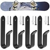 4 Pack Snowboard Hooks - Snowboard Wall Rack Storage and Display for Garage