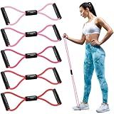 5PCS Figure 8 Fitness Resistance Bands with Handles - Exercise Tube Band Set for Arm and Shoulder Stretch, Rope 8 Word Elastic for Women and Men