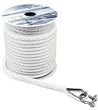 YOUNG MARINE Made 3/8 Inch 100FT 150FT Premium Solid Braid MFP Anchor Line Braided Anchor Rope/Line with Thimble (3/8" x 50')