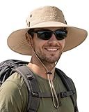 FURTALK Sun Hats for Men Fishing Hat UPF 80+ Foldable Wide Brim Outdoor Hiking Beach Summer Hats Khaki
