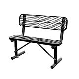 Sunnibety 4 Feet Heavy Duty Metal Park Bench for Outside, Outdoor Bench with Backrest & Portable Frame, Commercial Benches for Shopping Malls, Stores, Parks, Patios, Decks, Black
