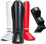 Elite Sports Muay Thai Shin Guards Kickboxing MMA Muay Thai Leg Instep Protective Pads, Martial Art Kicking Sparring Training Gear for BJJ Karate Boxing Taekwondo