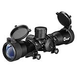 CVLIFE 4x32 Crossbow Scope, Red Green Illuminated Compact Crossbow Scopes for Hunting 20-100 Yards, Circles and Rangefinder Etched Glass Reticle Optic,with 20mm Mounts