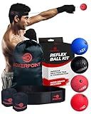 Boxing Reflex Ball for Adults and Kids - React Reflex Balls on String with Headband, Carry Bag and Hand Wraps - Improve Hand Eye Coordination, Punching Speed, Fight Reaction