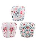 Babygoal Reusable Baby Girl Swim Diapers 3 Pack - Adjustable Washable for 0-8 Months Infants - Ideal for Swimming Lessons - Flower Design