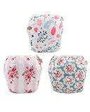 Babygoal Reusable Baby Girl Swim Diapers 3 Pack - Adjustable Washable for 0-8 Months Infants - Ideal for Swimming Lessons - Flower Design
