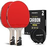PRO SPIN Ping Pong Paddles - Professional Level Table Tennis Rackets with Carbon Fiber for Superior Control | 7-Ply Blade, Premium Rubber, 2.0mm Sponge (Red, 2-Pack)