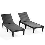 Nestl Patio Chairs - Black Chaise Lounge Chair Outdoor, 5-Position Adjustable Sun Tanning Chair, Waterproof Pool Lounge Chairs Set of 2, Reclining Lawn Chair, Lightweight Outdoor Lounge Chairs