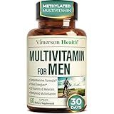 Methylated Multivitamin for Men with Bioavailable Vitamins, Chelated Minerals, Vitamin D, B12, C, A & Zinc for Energy, Focus and Immune Health – Premium Mens Multivitamins & Multiminerals – 60 Caps