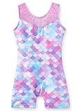 Leotards for Girls Gymnastics Unicorn Athletic Dance Wear Shiny Rainbow Blue Hotpink (Mermaid Purple, 5/6 Years)