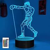OkiyiD Boxing Gifts for Boys Men, 3D Boxing Night Light Illusion Lamp with 16 Colors Remote Control for Boxer Sports Room Man Cave Gym Decor, Boxeo MMA Gifts for Kids Boys Fight Fans