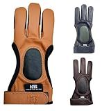 Hunt & Seek Cow Leather Three Finger Archery Glove for Recurve & Compound Bow – Finger Tab Accessory (Windsor Tan, Large)