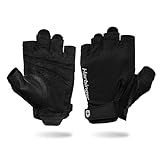 Power Gloves 3.0 - Durable Half Finger Weightlifting Gloves with Adjustable Wrist Closure, Breathable Leather Palm, Men's, Black, X-Large