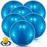 Jexine 6 Pcs Yoga Ball Exercise Ball PVC Stability Balance Yoga Ball Chair Quick Pump for Physical Workout Pregnancy Home Office Gym Equipment (Blue,29.53 Inch)