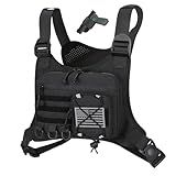 koculemi Outdoor Sports Chest Bag for Men, Concealed Chest Vest Holster Fits Most Pistols, Adjustable Anti-Theft EDC Travel Chest Pack for Running, Hiking, Motorcycle Ride, Workouts (Black)