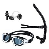 Swim Snorkel for Lap Swimming Set,No Loud gurgling Noise No Hurt Forehead No Slip Front Swimming Snorkeling Training for Adult/Kid/Youth,Swimmer Snorkle Center Mount Snorkel Tube One-Way Purge Valve