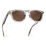 WMP Eyewear – Men’s Polarized Sport & Golf Sunglasses: Round Frame, Anti-Reflective Lenses, Non-Slip Nose Pads, Lightweight (Crystal Ice Grey/Brown Lens)
