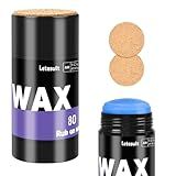 letesult 80G Rub On Ski Snowboard Wax, Universal Temperature Wax with 3PCS Easy Cork Applicator, Rub on Quick Waxing Kit for Outdoors Ski Snowboard Accessories