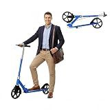 Scooters for Kids 9-25, Teens & Adults - Foldable Commuter Scooter with Bell, Hand Brake & Adjustable Height, 260 LB Weight Capacity, Perfect for School, Campus, Park Rides, Blue